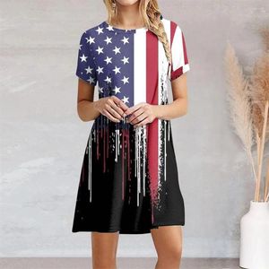 Casual Dresses Fashion For Women's With USA Flag Graphic 3D Printed Beach Sexy Female Knee Length Skirts