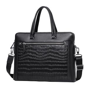 Bag for mens briefcase genuine leather office satchel bag pattern portable tote document bags Shoulder 240418