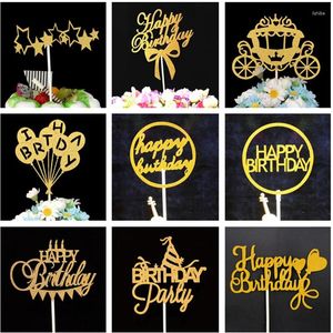 Party Supplies Cake Topper Birthday Decorations Kids Boy Cupcake Toppers Decoration Baby Shower Girl Favors Gold