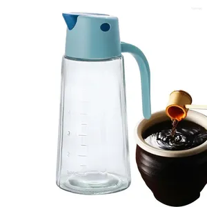 Storage Bottles Large Oil Pot Vinegar Holder Leakproof Soy Sauce Dispenser Glass Condiment With Lid Automatic Opening Bottle Accessories