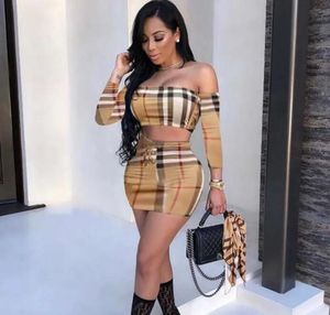 Women's casual dress luxury Printed Two-piece Dress Set Off Shoulder Top Drawstring Sexy Mini Women's Slim Fit Two-piece Set