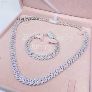 Skräddarsydd solid rygg 10mm bredd mode halsband smycken s925 pass diamant testare felfri moissanite diamant man halsband