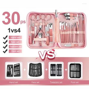 Nagelkonstsatser 30st Manicure Tool Set Nuticle Nippers and Cutter Kit Professional Pedicure Tools rostfritt stålskötsel