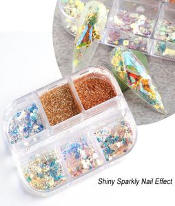 AB Mermaid Flakes Sparkly Nail Glitter Shiny paljetter Powder Spangles Polish Nails Art Decoration2737057