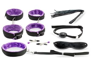 Sexy Toy 7 Pcsset Kit Sex Toys für Paare Nylon Sex Bondage Nippel Clameps Handschellen Ball Gag Eye Maske Erotische Toys8902867