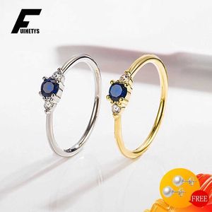 Anéis de banda 925 anel de jóias de prata feminino Sapphire Zircon Gemstone Gold Deding Ring Ring de casamento Acessórios para festas por atacado Q240427