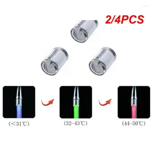 Bath Accessory Set 2/4PCS Colors RGB Changing Glow LED Water Faucet Shower Tap Head Kitchen Pressure Sensor Bathroom