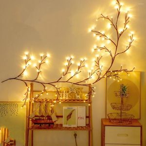 Dizeler 1pc Diy Vine Işıkları Oda Dekoru Ev Dekorasyonu USB Fiş Bükülebilir Şube 1.8m/5.9ft 96 LEDS Ağaç Tatili