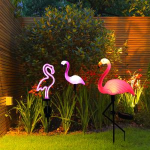 Decorations Solar Flamingo Light LED Outdoor Courtyard Lamp Garden Light Waterproof Stake Light Pathway Decor Solar Patio Ground Lantern