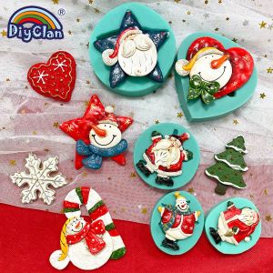 Stampi 3D MAPPI DI CIRCHIO FONDANTI SILICO 3D per decorazione per torta Babbo Natale Cugger Cucciolo Cupcake Strumenti da forno a neve per alberi di natale