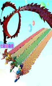 Kinesisk fest Celebration Dragon Ribbon Dance Props Colorful Square Fitness Products Funny Toys for Children Adults Festival Gift 4173114