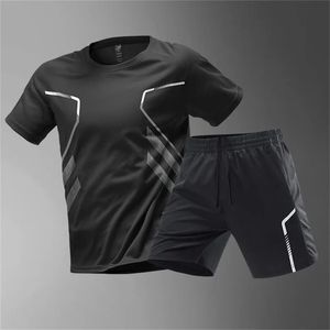 Yaz moda erkek nefes alabilen tenis spor takım elbise gündelik açık spor giyim badminton tshirt gevşek koşu giyim seti 240419