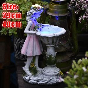 29/40 cm di grandi dimensioni Resin Angelo Figura Ornamenti per la casa fiore di fiore fata solare villa cortile