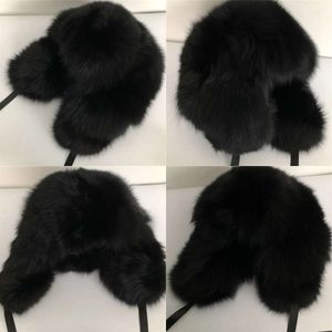 Full Unisex Covered Real Fox Fur Trapper Russia Warm Hunter Ushanka Cap Earlaps Hat Original Quality