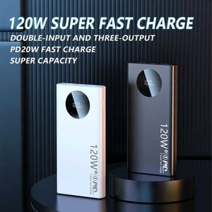 Mobiltelefon Power Banks New Super Fast Charging Power Pack 20000MAH stor kapacitet Portable Power Bank J240428