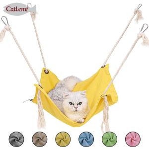 Mats Cat Hanging Hammock Breathable Doublelayer Linen Fabric Pet Cage Hammock Hanging Bed Resting Sleepy Bed for Cats Small Pets