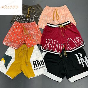 3M reflective RH letters print quick dry drawstring zipper pocket mesh pocket loose summer beach men and women five shorts