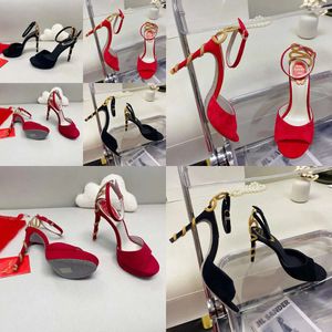 Rene Caovilla Sandals Stiletto 여성 플랫폼 크리스탈 드레스 신발 디자이너 캐주얼 저녁 식사 12cm 하이힐 공장 신발 뱀 장식 S 독창적 인 품질