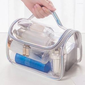 Storage Bags PVC Transparent Cosmetic Waterproof Travel Makeup Pouch Zipper Toiletry Organizer Washing Beauty Box Drop