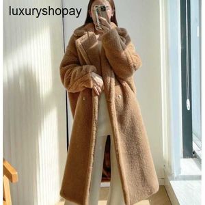 Maxmaras Coat Teddy Bear Womens Cashmere Coats Wool Winter Reverse Season Fur One Piece Suit Collar Long Lamb Hair Thicken