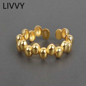 Ringas de banda Livy Prata Irregular Geometria Dot Anel Adequado para Moda Feminina Design exclusivo Jóias artesanais Presentes q240427