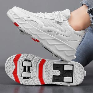 Turnschuhe mit Rädern Roller Skates Schuhe Jungen Mädchen Kinder Kinder Sport Casual Fashion 4 Roller LED Leuchtstiefel 240415