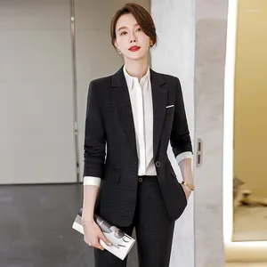 Women's Two Piece Pants IZICFLY Spring Fall High-end Slim Uniform Business Blazer Suits With Professional Office Women 2 Set Outfit Work