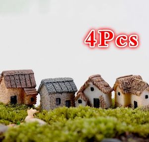 4PCS House Miniatura Feliz Fairy Garden Acessory Home Decoração Cartoon Animal Building estátua Resina Craft Doll Car 240424