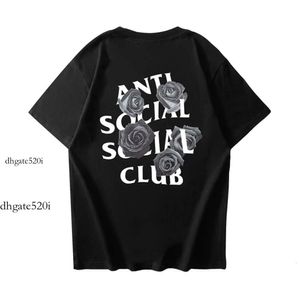 Anti Sosyal Gömlek Erkek Gömlek Erkekler Tasarısı Tişörtler Erkekler Gevşek Hip-Hop Moda Markası A S S C Siyah Gül Basılı Baskılı Anti Socials Club T-Shirt