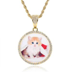 Pendant Necklaces Customize Creative Hip-Hop Round Po Copper Inlaid Zircon Mens Frame Necklace Jewelry Gift Drop Delivery Pendants Dhaiw