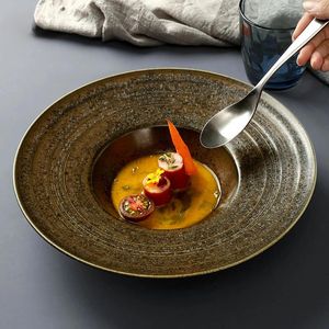 Piatti Creative Round Pallaw Hat Western Ceramic Deep Plate Restaurant El Table Table Household Spaghetti