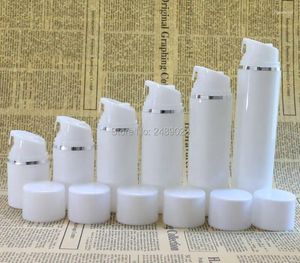 Storage Bottles Plastic Airless Bottle With Silver Line Empty Cosmetic Containers White Cap Packaging 100 Pcs/lot DHL