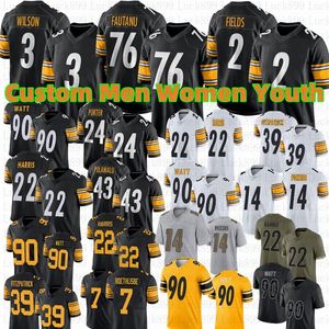 Troy Fautanu Custom Football Trikot Watt Justin Fields3 Russell Wilson George Pickens TJ 24 Joey Porter Jr. Najee Harris Troy Polamalu Minkah Fitzpatrick Pat Heyward