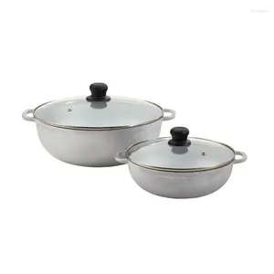 Cookware Sets 2 Piece Colombian Cast Aluminum Set With Glass Lid Silver