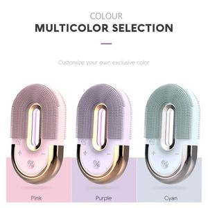 Escova de limpeza facial elétrica Silicone Face Sonic Cleaner Feete Deep Cleaning Skin Massager EMS Color Ligh 240425