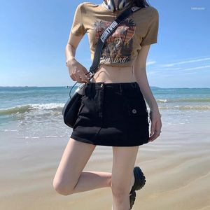 Kvinnors jeans realtid arbete klädsel denim kjol svart shorts sommar avslappnad påse skinkor kort anti bländning