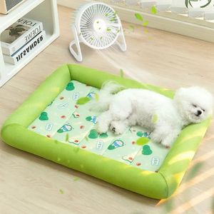 S-XL Summer Cooling Pet Dog Mat Ice Pad Dog Sleeping Square Mats For Dogs Cats Pet Kennel Top Quality Cool Cold Silk Dog Bed 240411