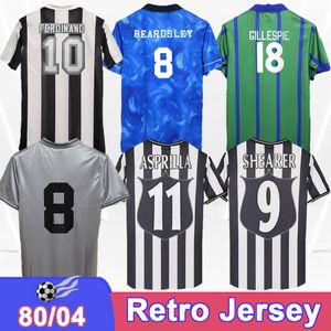 97 99 SHEARER Retro Mens Soccer Jerseys FERDINAND ASPRILLA BEARDSLEY 97 98 99 Home Black White Football Shirts Short Sleeve Adult Uniforms