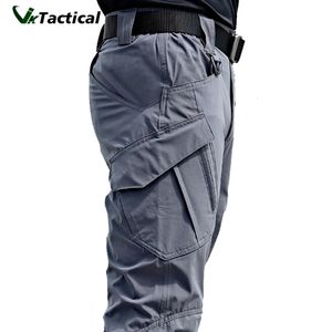 Calça tática masculina elasticidade de bolso múltiplo Militar Urbano Tacitcal Homens Men Slim Fat Cargo Pant 5xl 240407