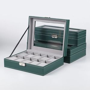 Watch Box PU Leather 6/10/12/20 Girds Watch Case Storage Box Watch Holder Box Organizer Watch Display Box 240425