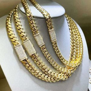 Anpassad storlek halsband hip-hop smycken 12mm länkkedja 10k 14k 18k guld miami kubansk kedja med