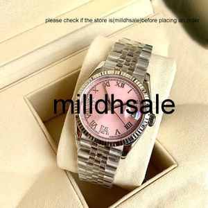 Reloj -Rollen Relojes Ladies Watch Pink Uhr 36mm Automatische mechanische Uhren Mode Armbandwatch Edelstahlband Montre de Luxe