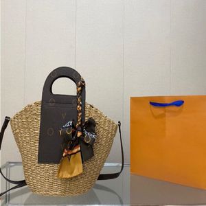 23SS Women's Luxury Designer Tote Bag Braided Bucket Bag Sun Straw Bag Women's Tote Shopping Bag Crossbody Bag Makeup Bag Sto Rvkl