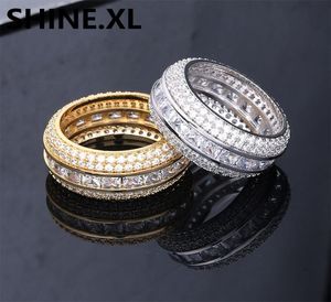 Hip Hop Men039s Iced Out кубический циркон Bling Suqare 3 Row Ring Gold Silver Color Cz Dewelry Ring