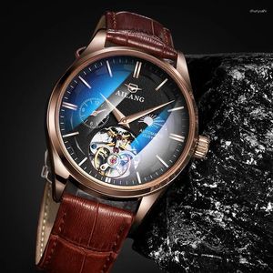 Armbanduhr Skelett mechanische Tourbillon Automatische Uhrenmänner Mond Phase wasserdichte Männer Uhren Militär ROSE Gold Reloj Hombre 2024