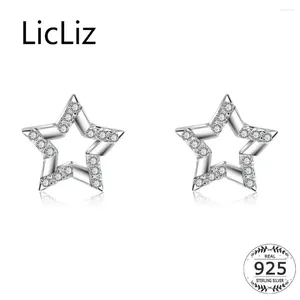 Stud Earrings LicLiz 925 Sterling Silver Earring For Women Fashion Zircon White Gold Color Pentagram Pendientes Mujer Moda LE0424