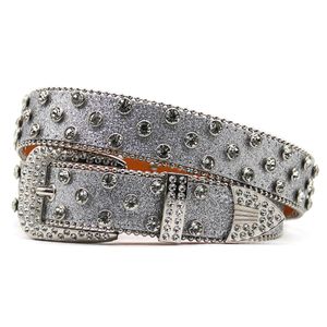 Decorative Women's Belt BB Simon Diamond Fashion Western Belt Full Diamond Embedding PU Wide Crystal Diamond Be