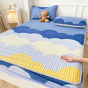 Naturlig latex tjock sängmatta för sommar mjuk andningsbar is silkekylande mattor cool känsla madrens täckning och örngott 240424