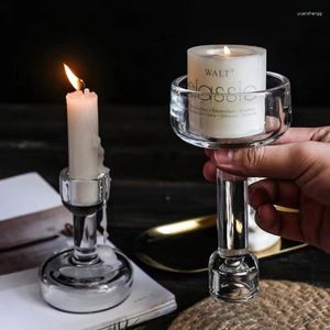 Candle Holders Pack Of 2 Glass Candlestick Holder For Table Centerpiece Fits Taper Pillar Candles Stands Candleholders