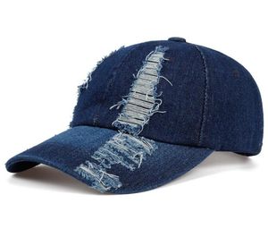 Vår- och höstmode slitna denim Cap Summer Outdoor Leisure Visor Hat Trend Hole Baseball Caps Hip Hop Sport Hats9231194